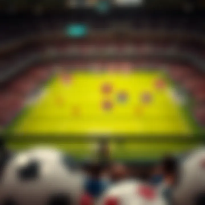 Illustration of a football field highlighting tactical formations and match scenarios
