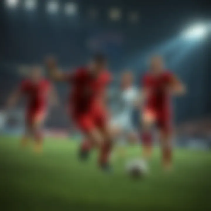 Bundesliga football match action with players competing intensely on the field