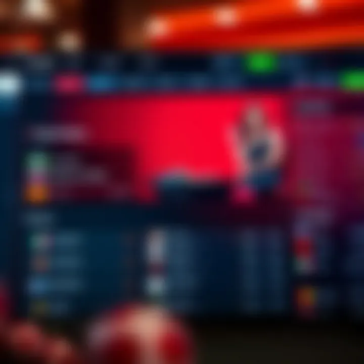 A digital interface showing various sports betting options with odds and match details
