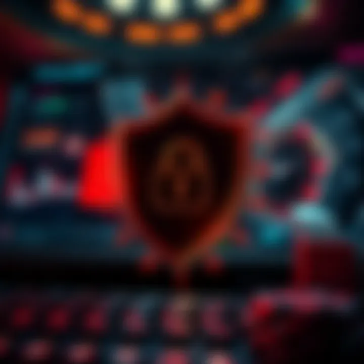 Digital representation of online betting security with shield and lock symbols