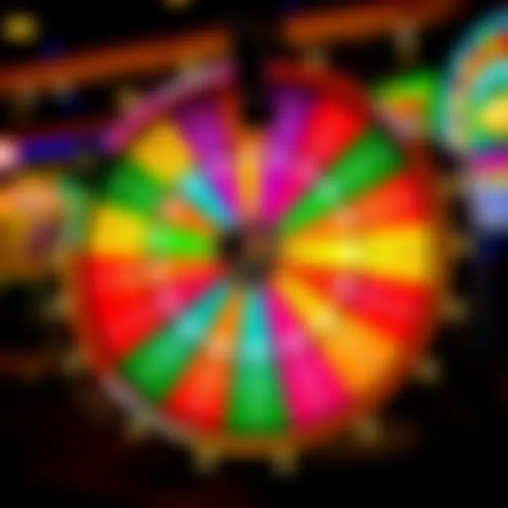 Colorful spinning wheel with various prize segments on Pinupbet platform
