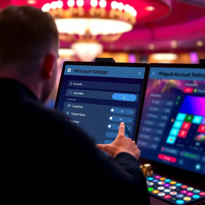 User navigating account settings on a digital betting platform