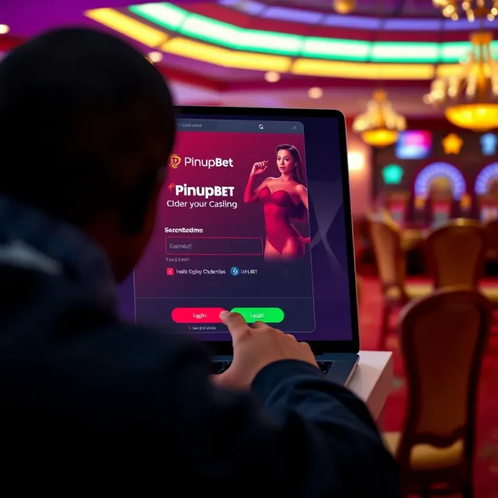 Logging into PinupBet Platform in Nigeria User entering login credentials on PinupBet platform in Nigeria