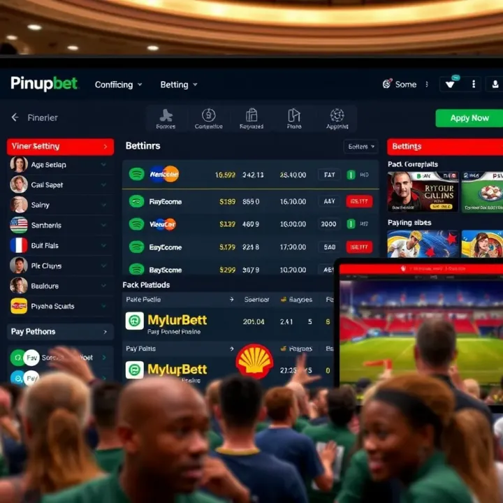 Online betting platform interface showing diverse betting options and payment methods