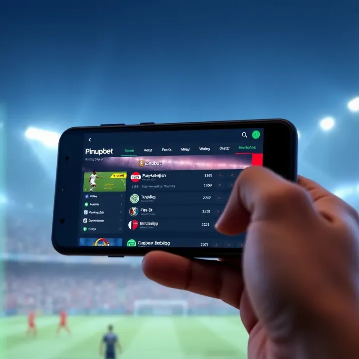 Mobile device displaying Pinupbet app with Bundesliga football betting options